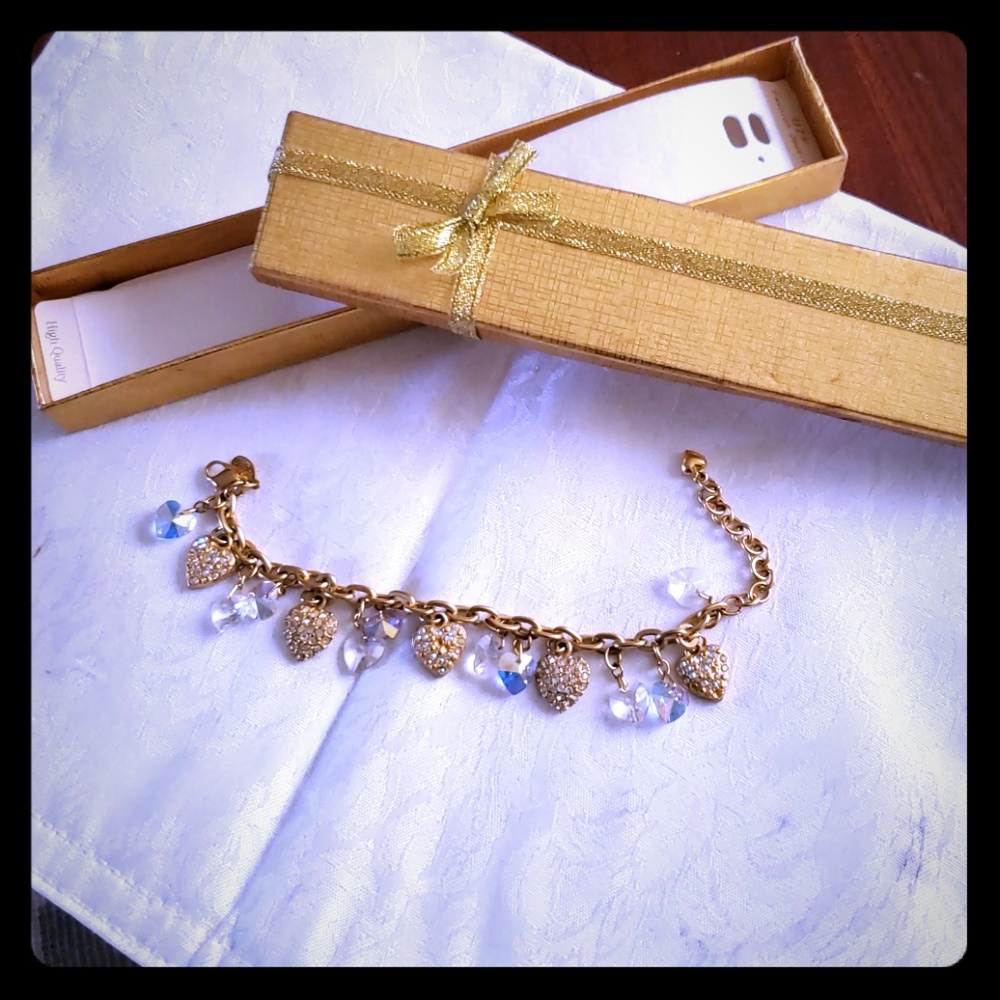 Hearts Charm bracelet by kirks folly, vintage